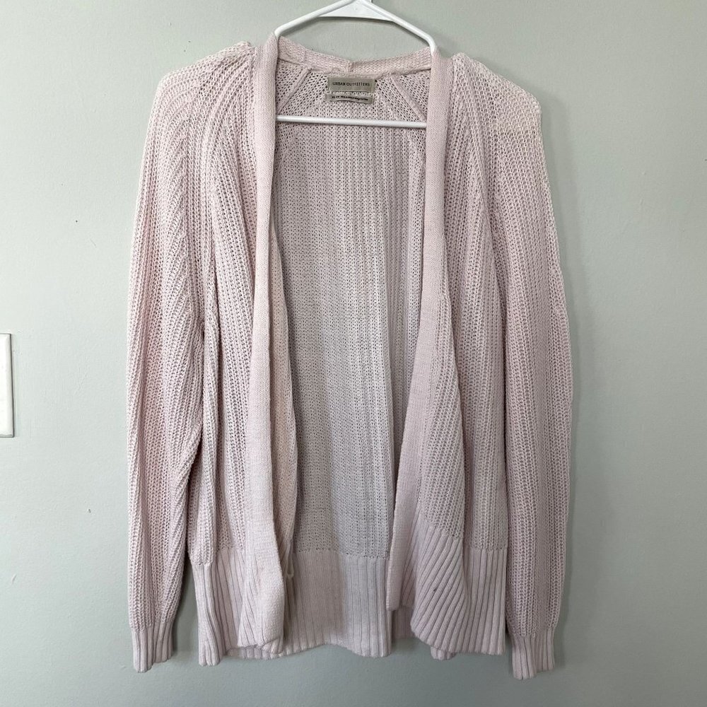 Urban Outfitters pink white cardigan knit cotton material casual pockets size XS